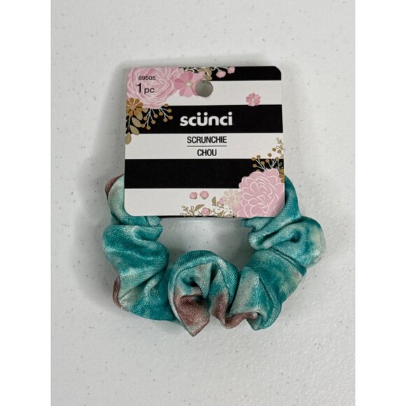 Scunci Hair Scrunchie Velvet Velour Pony Tail Holder Ties Blue Tie Dye Womens - Picture 1 of 4